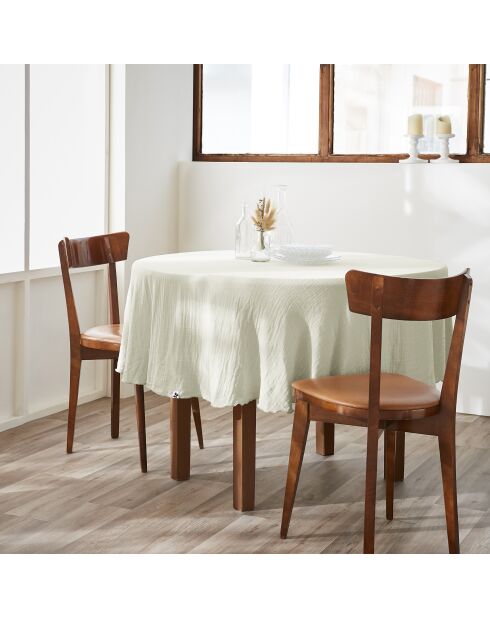 Nappe ronde gaze de coton unie Gaïa vert clair