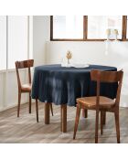 Gaïa dunkelblaue runde Tischdecke aus schlichter Baumwollgaze