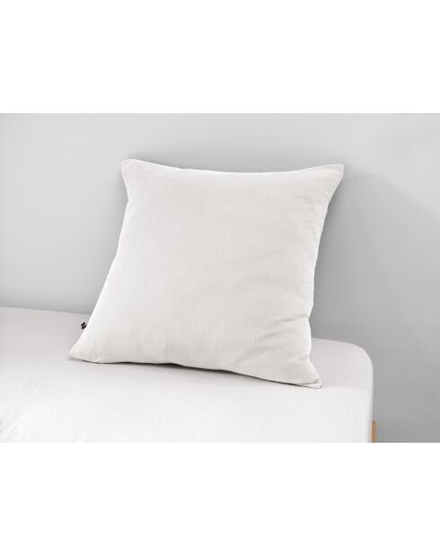 Taie d'oreiller gaze de coton unie Gaïa blanc
