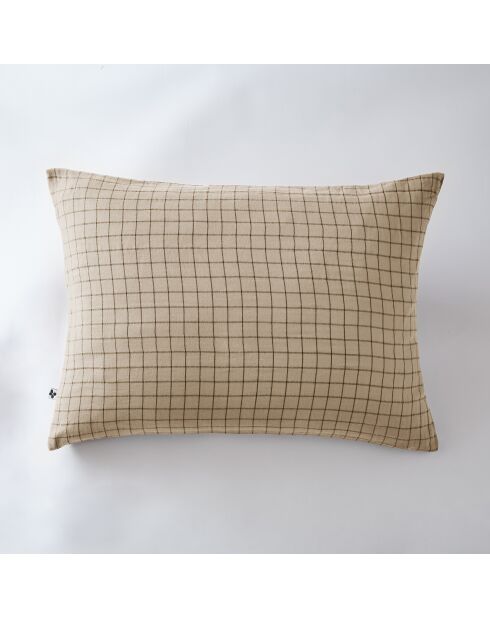 Taie d'oreiller gaze de coton Gaïa Mix beige foncé