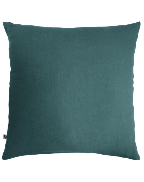 Taie d'oreiller gaze de coton unie Gaïa bleu