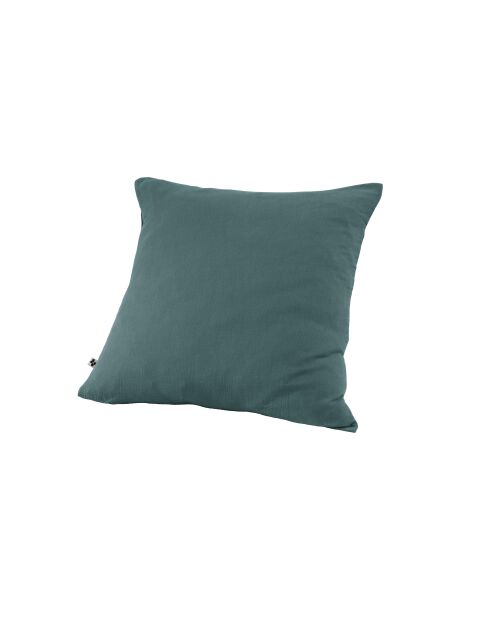 Taie d'oreiller gaze de coton unie Gaïa bleu