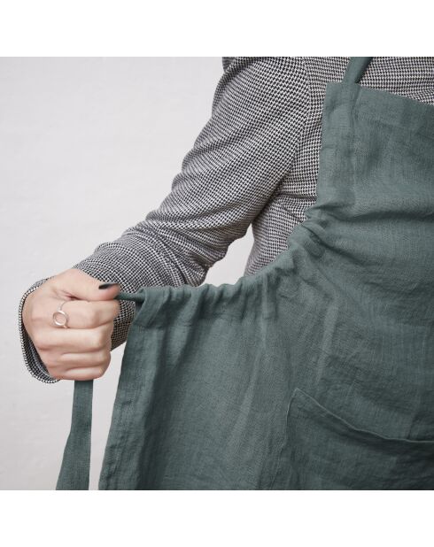 Grembiule regolabile Soline in lino lavato grigio scuro - 70 x 85 cm