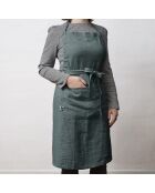 Grembiule regolabile Soline in lino lavato grigio scuro - 70 x 85 cm
