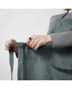 Grembiule regolabile Soline in lino lavato grigio scuro - 70 x 85 cm