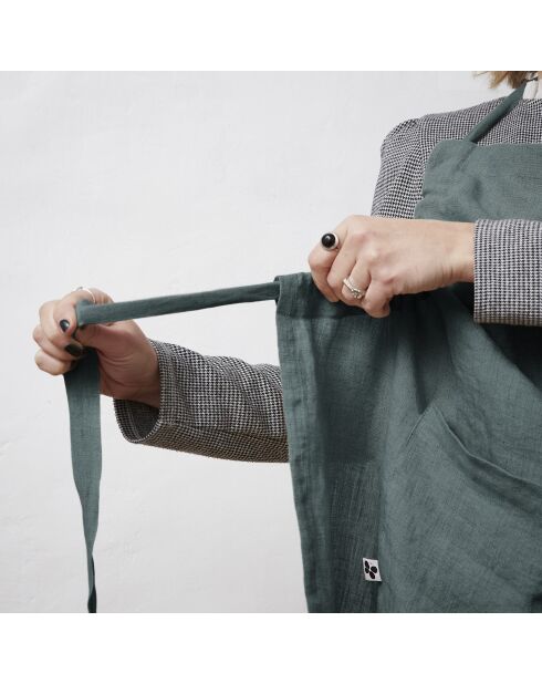 Grembiule regolabile Soline in lino lavato grigio scuro - 70 x 85 cm