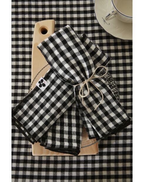 Tovaglioli Set di 3 tovaglioli in garza di cotone intrecciata tinti nero Vickie - 40 x 40 cm