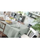 Rechteckige schlichte Baumwollgaze-Tischdecke Gaïa hellblau