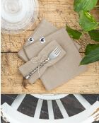 Set aus 3 schlichten Baumwoll-Servietten Gaïa dunkelbeige - 40 x 40 cm
