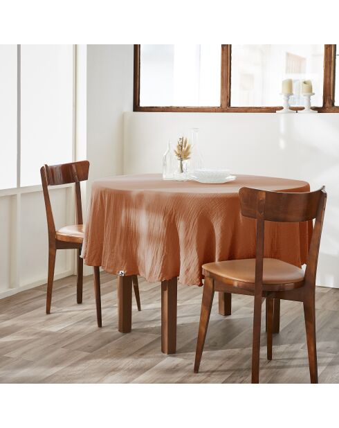Gaïa hellorange runde schlichte Baumwollgaze-Tischdecke