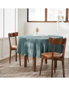 Nappe ronde gaze de coton unie Gaïa bleu