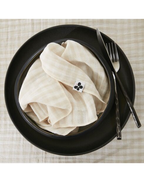 Serviettes Lot de 3 gaze de coton tissée teinte Vickie naturel - 40 x 40 cm