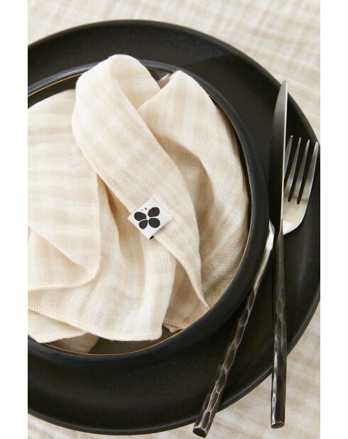 Serviettes Lot de 3 gaze de coton tissée teinte Vickie naturel - 40 x 40 cm