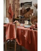 Rechteckige Tischdecke Soline aus gewaschenem Leinen, orange
