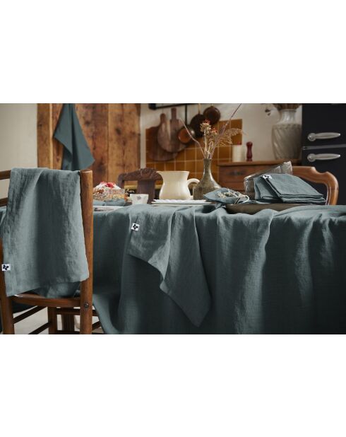 Nappe rectangle lin lavé Soline gris foncé