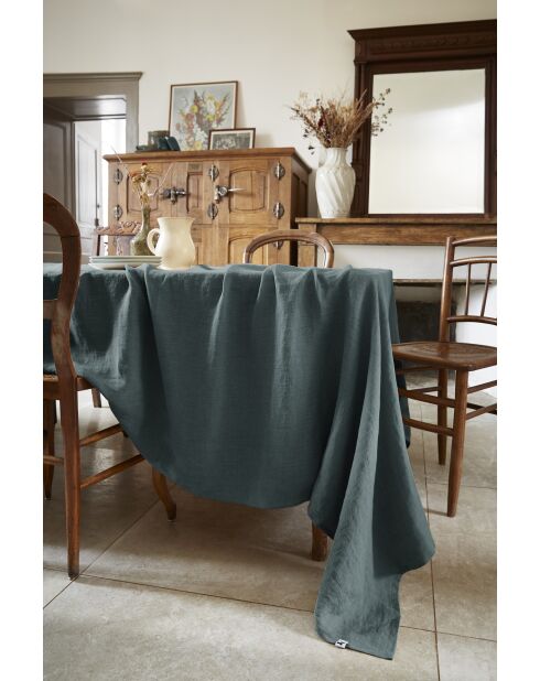 Nappe rectangle lin lavé Soline gris foncé