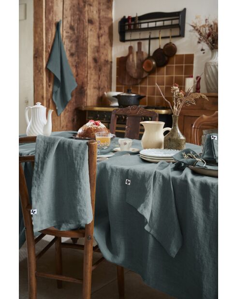 Nappe rectangle lin lavé Soline gris foncé