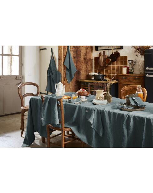 Nappe rectangle lin lavé Soline gris foncé