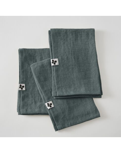 Set di 3 tovaglioli Soline in lino lavato grigio scuro - 40 x 40 cm