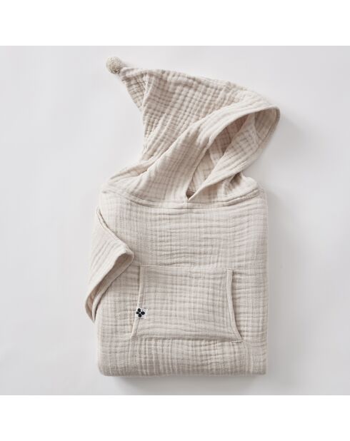 Poncho enfant mixte gaze de coton unie Gaïa naturel