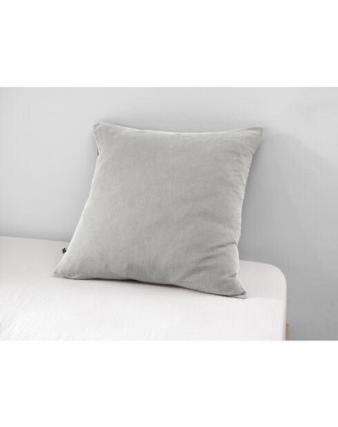 Taie d'oreiller gaze de coton unie Gaïa gris