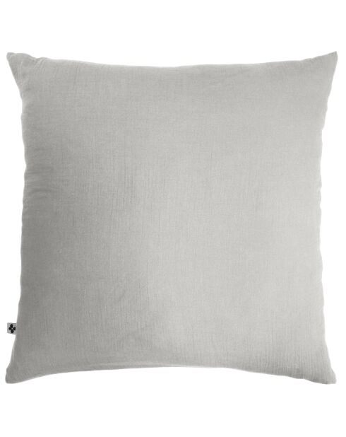 Taie d'oreiller gaze de coton unie Gaïa gris