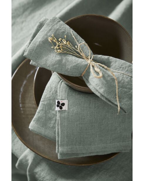 Lot de 3 Serviettes lin lavé Soline bleu clair - 40 x 40 cm
