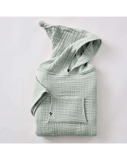 Poncho enfant mixte gaze de coton unie Gaïa bleu clair