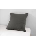 Taie d'oreiller gaze de coton unie Gaïa anthracite