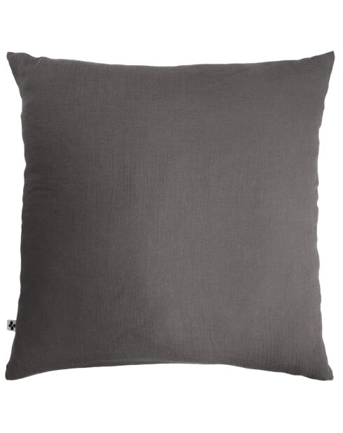 Taie d'oreiller gaze de coton unie Gaïa anthracite