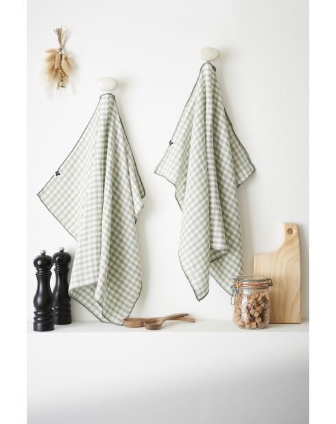 Handdoeken Set van 2 geweven katoenen gaasgeverfd Vickie lichtblauw - 50 x 70 cm
