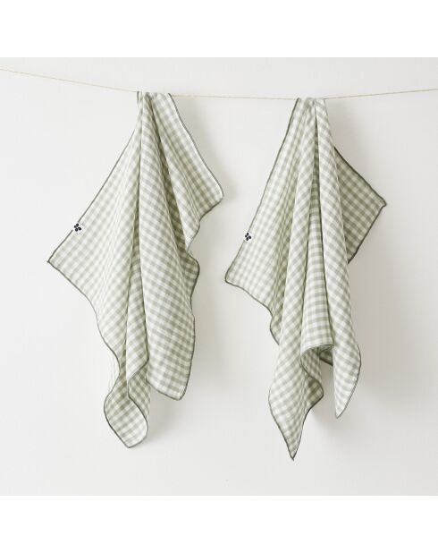 Handdoeken Set van 2 geweven katoenen gaasgeverfd Vickie lichtblauw - 50 x 70 cm