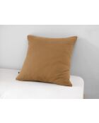 Taie d'oreiller gaze de coton unie Gaïa marron