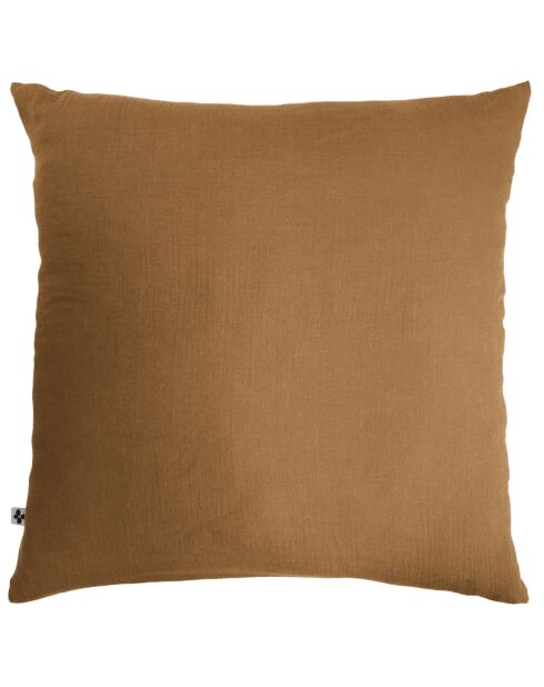 Taie d'oreiller gaze de coton unie Gaïa marron