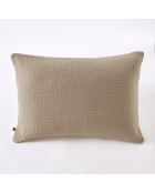 Taie d'oreiller gaze de coton unie Ina beige foncé