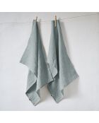Set van 2 blauwe gewassen linnen handdoeken van Soline - 50 x 70 cm