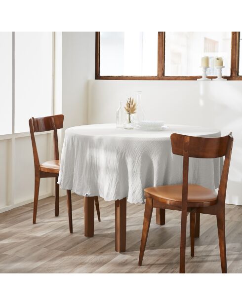 Nappe ronde gaze de coton unie Gaïa gris