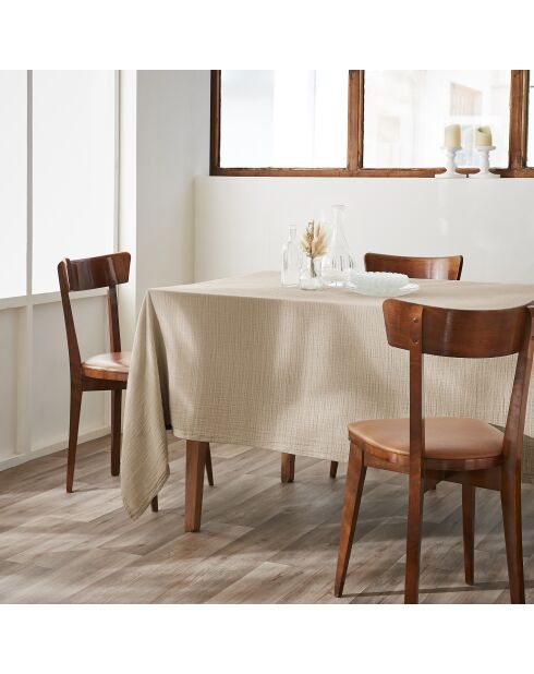 Rechteckige schlichte Tischdecke aus Baumwollgaze Gaïa dunkelbeige