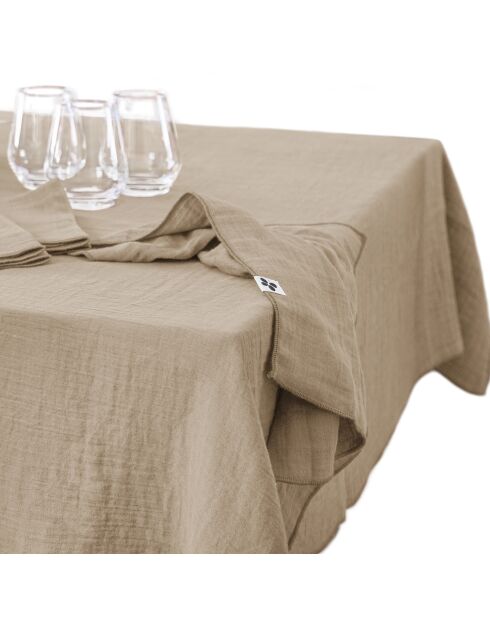 Rechteckige schlichte Tischdecke aus Baumwollgaze Gaïa dunkelbeige