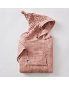 Poncho enfant mixte gaze de coton unie Gaïa rose