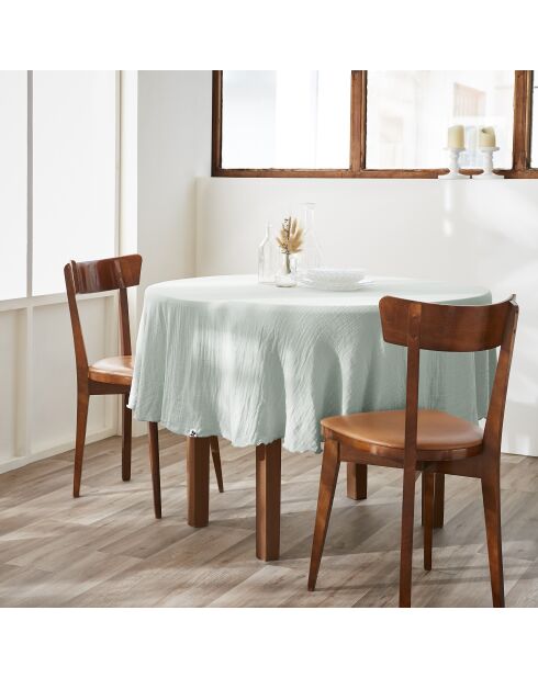 Gaïa hellblaue runde Tischdecke aus schlichter Baumwollgaze
