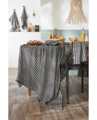 Mantel rectangular tejido de gasa de algodón teñido en negro Vickie