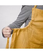 Delantal ajustable Soline de lino lavado amarillo - 70 x 85 cm
