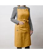 Delantal ajustable Soline de lino lavado amarillo - 70 x 85 cm