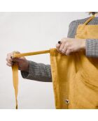 Delantal ajustable Soline de lino lavado amarillo - 70 x 85 cm