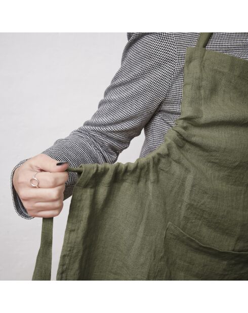 Grembiule regolabile Soline in lino lavato kaki - 70 x 85 cm