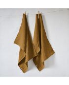 Set van 2 bruine theedoeken van gewassen linnen Soline - 50 x 70 cm