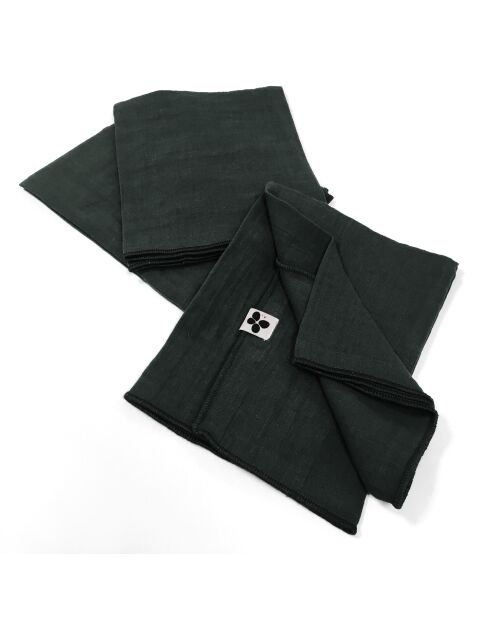 Set di 3 tovaglioli Gaia in garza di cotone tinta unita verde scuro - 40 x 40 cm