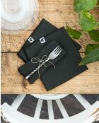 Set di 3 tovaglioli Gaia in garza di cotone tinta unita verde scuro - 40 x 40 cm