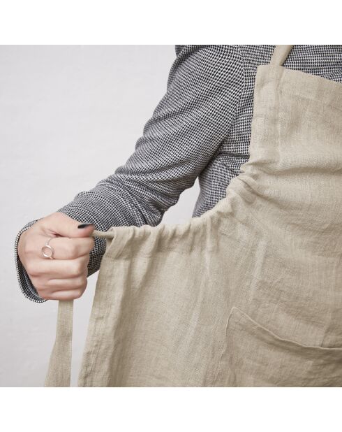 Grembiule regolabile Soline in lino lavato naturale - 70 x 85 cm